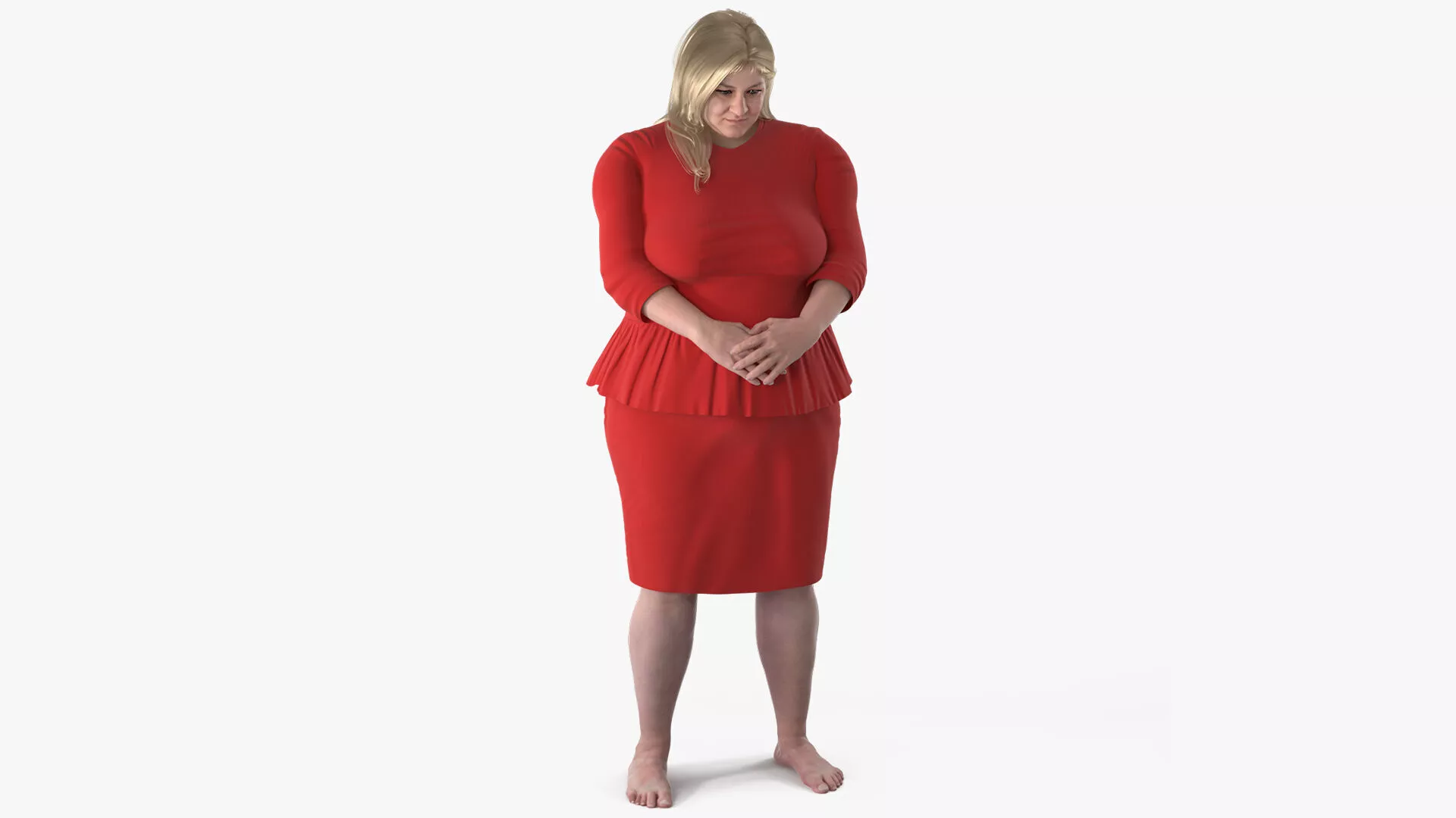 Plus Size Female in Red Dress Rigged for Maya 3D model