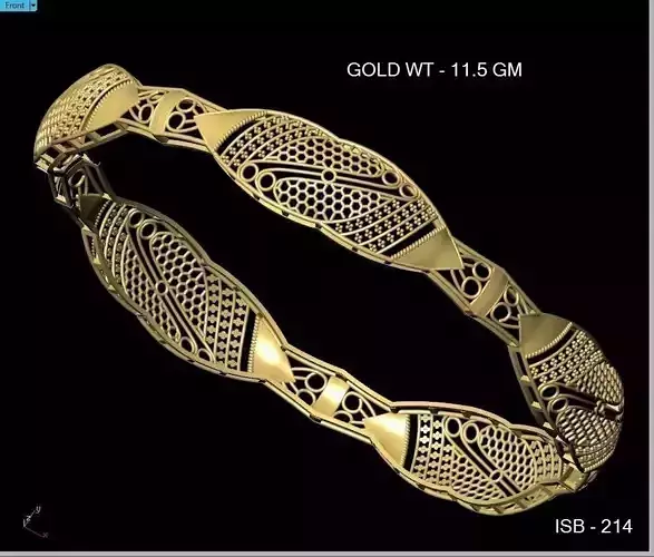 Bangle gold bracelet with intricate design