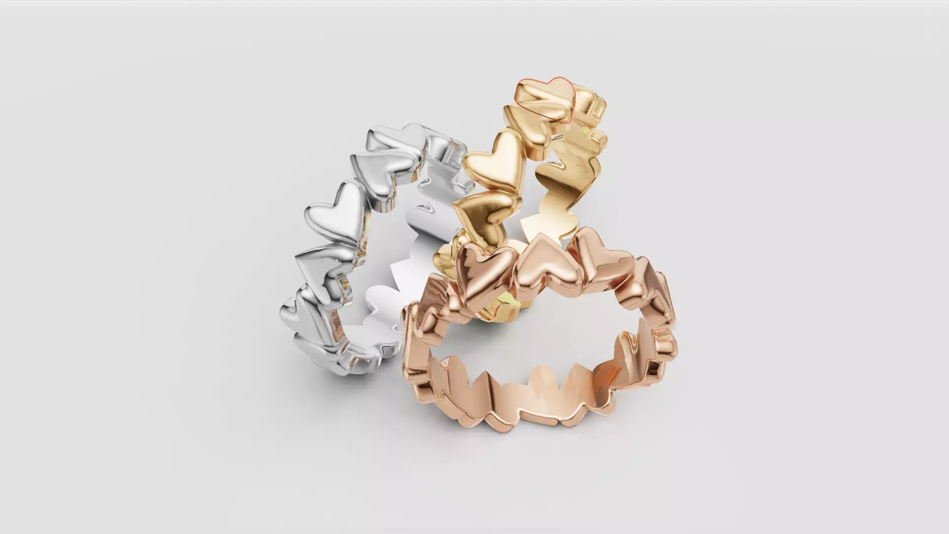 Heart rings set 3D print model Free 3D print model