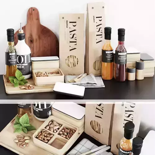 Kitchen set food packaging mockup