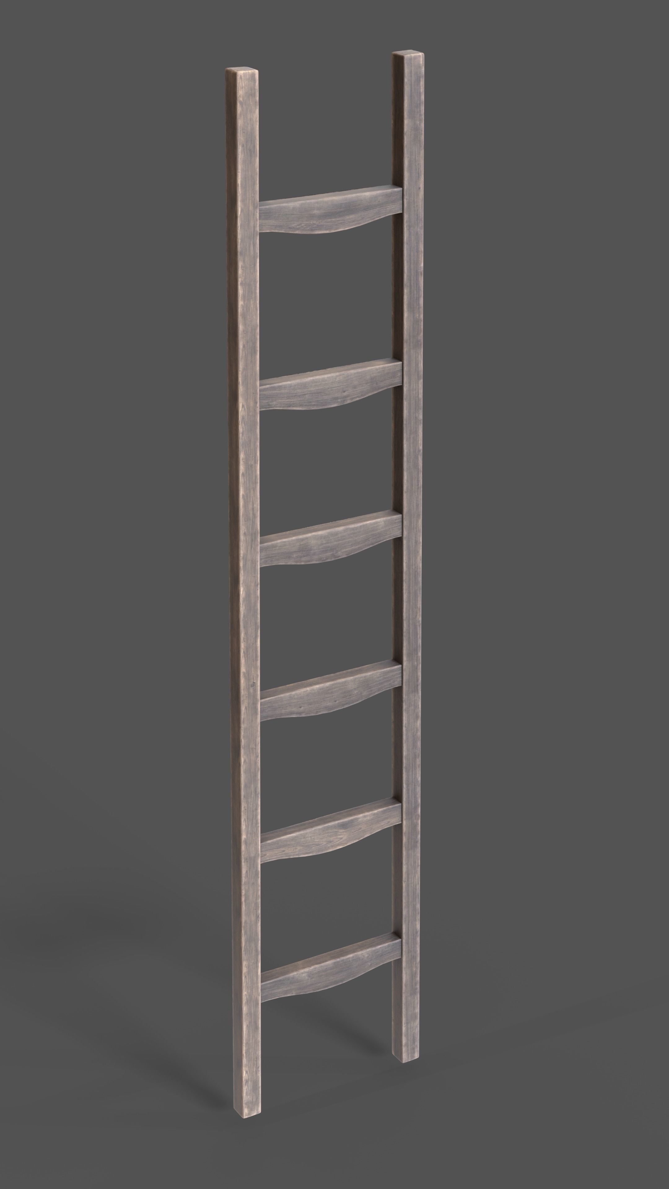 Ladder wooden Low-poly 3D model_12