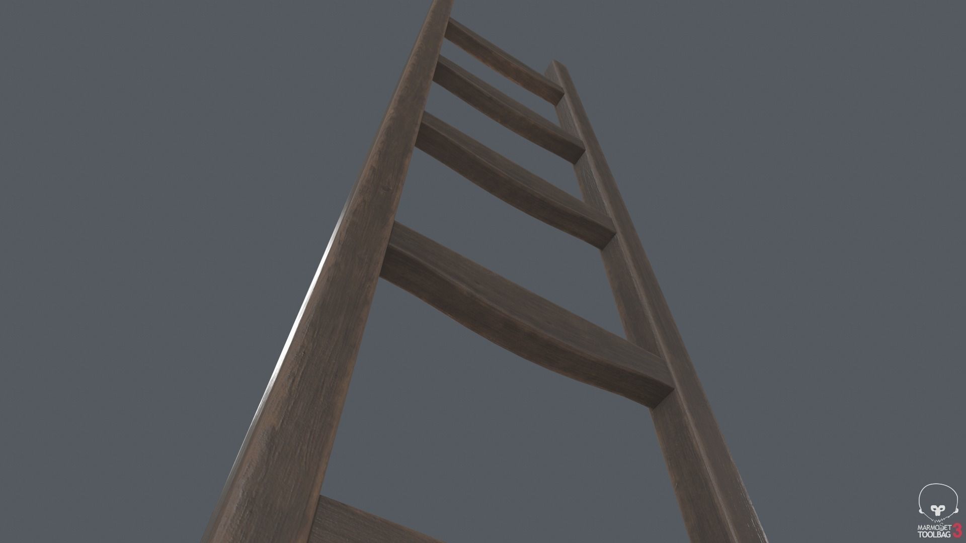 Ladder wooden Low-poly 3D model_13