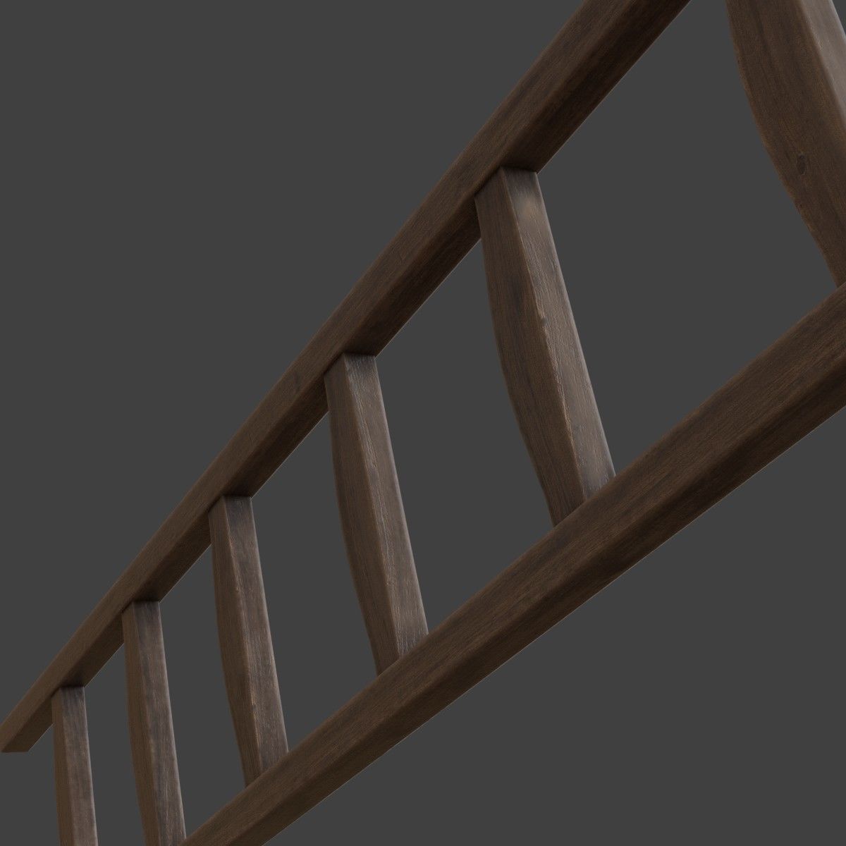 Ladder wooden Low-poly 3D model_8