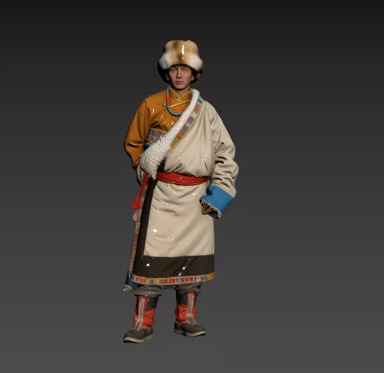 B193- Oriental Scene - Xizang Youth National Costumes 3D model