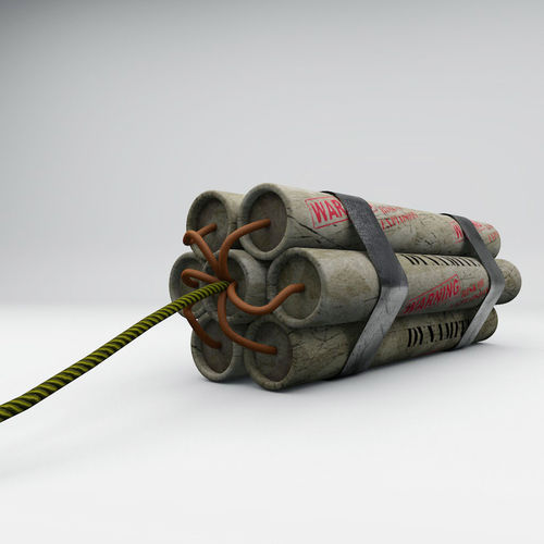 Dynamite Explosive Pack Paper Texture with Extra LowPoly version Low-poly 3D model