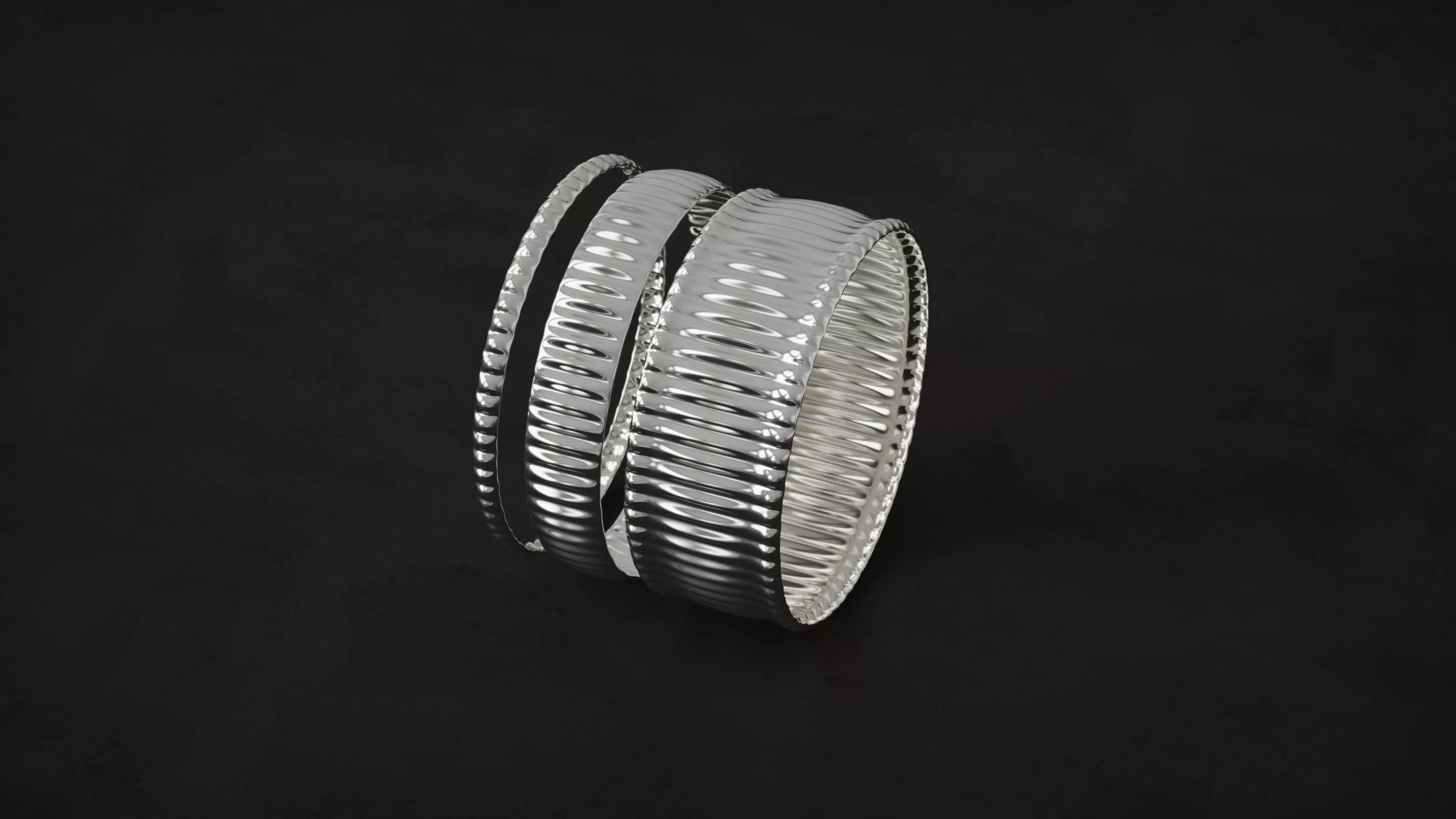 Ribbed Bangle Collection - Fluted Scalloped Edge Set 3D print model