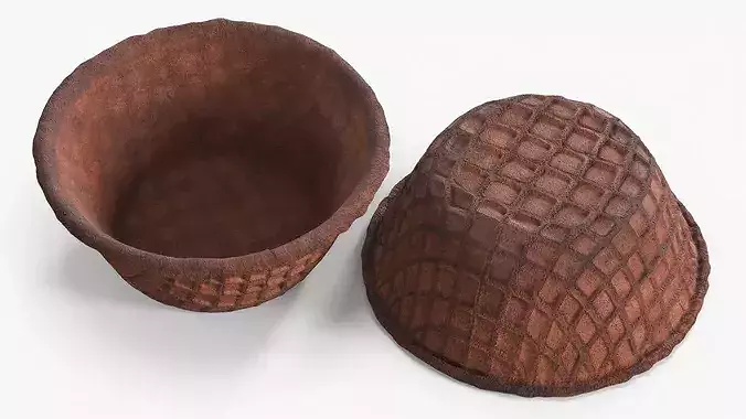 Waffle Bowl Brown 3D model 5