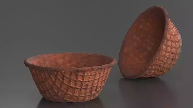 Waffle Bowl Brown 3D model 4