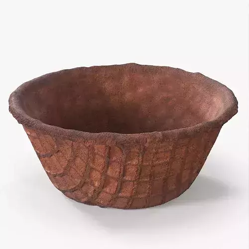 Waffle Bowl Brown 3D model 7