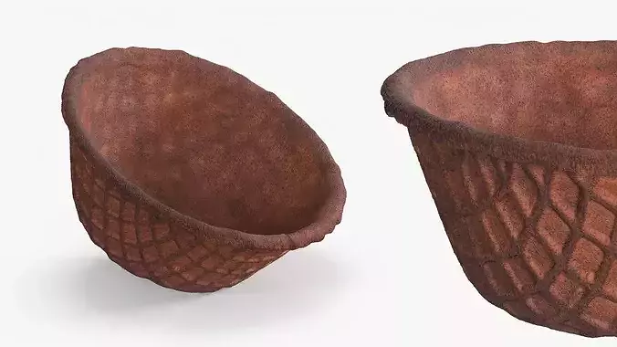 Waffle Bowl Brown 3D model 6