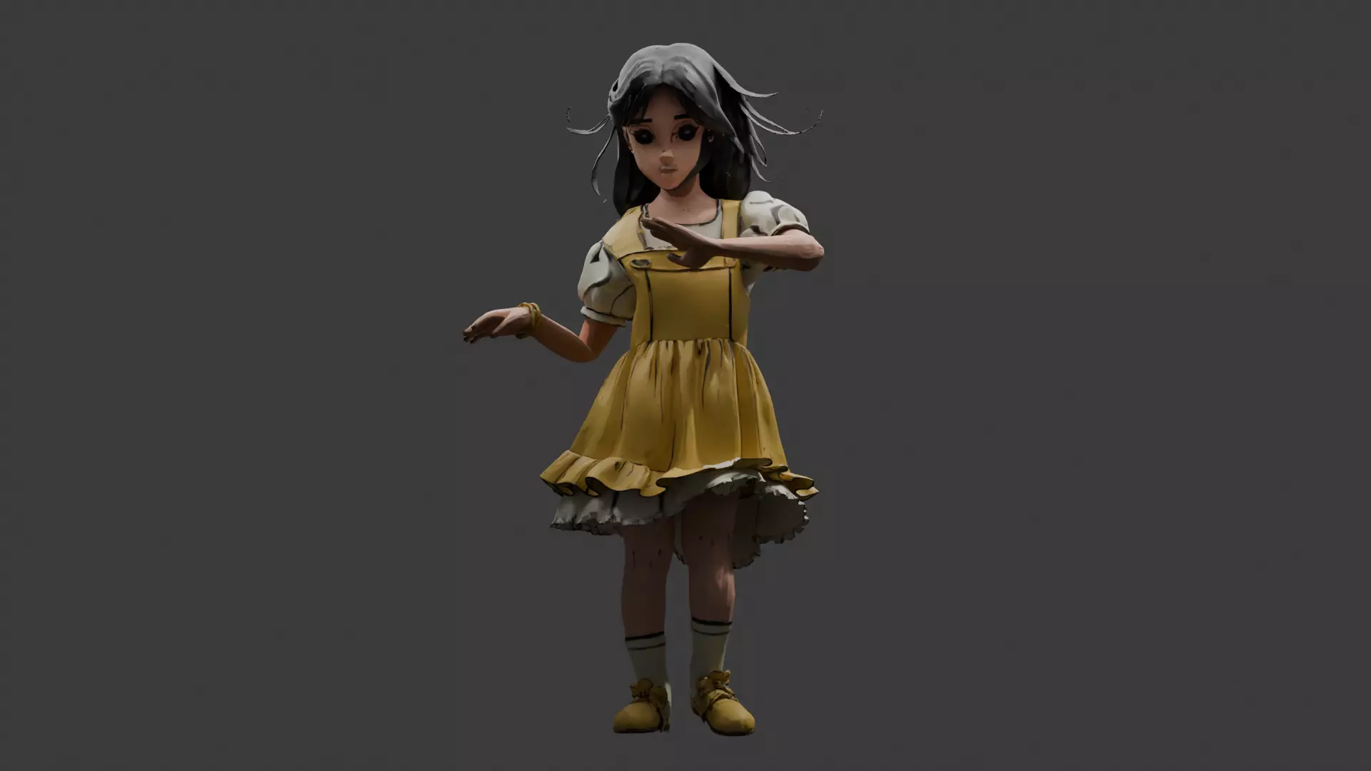 Rumba Dancing Chinese Girl Figure 3D Model Low-poly 3D model
