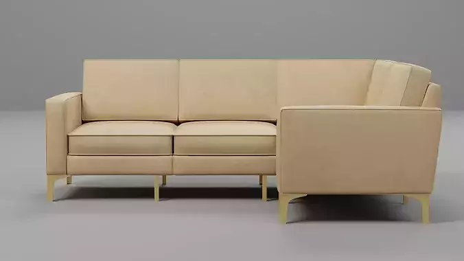 Modern L-Shaped Velvet Sectional Sofa 03 with Gold Metal Legs