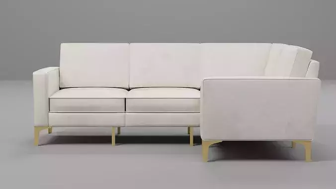 Modern L-Shaped Velvet Sectional Sofa 06 with Gold Metal Legs