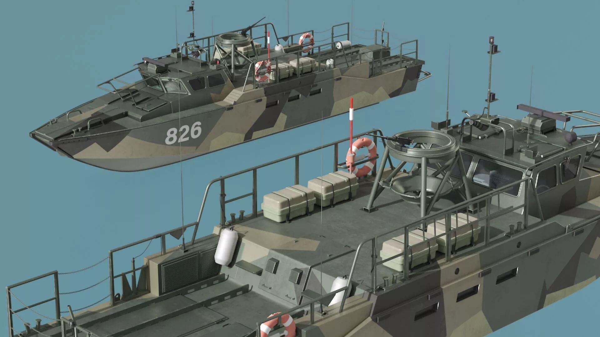 Sweden Military CB90 Class Fast Assault Craft Rigged for Maya 3D model
