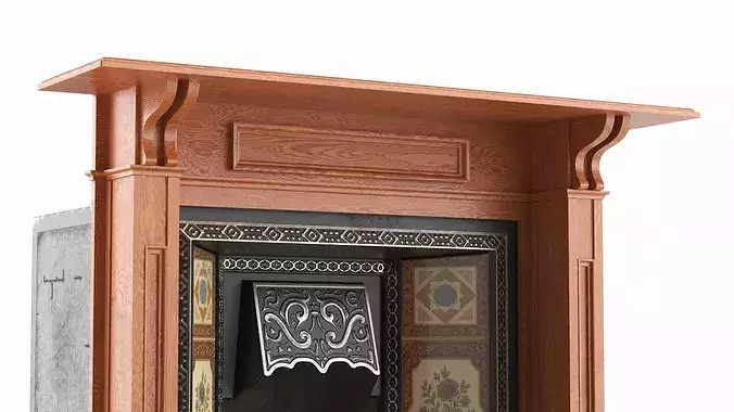 Classical Victorian Fireplace with Rocking Chair 3D model 6