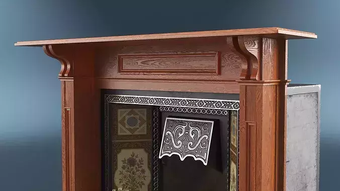 Classical Victorian Fireplace with Rocking Chair 3D model 4