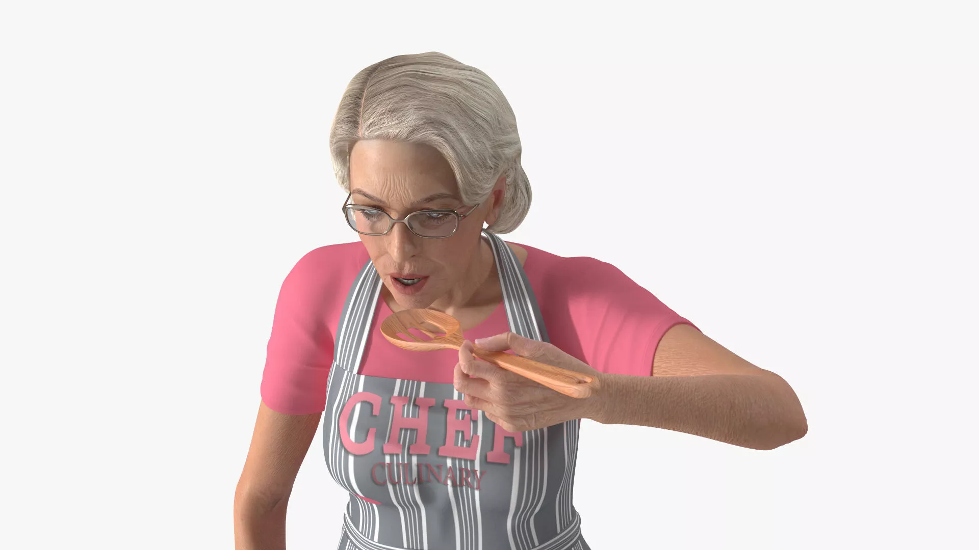 Elderly Female Chef with Apron Rigged for Maya 3D model