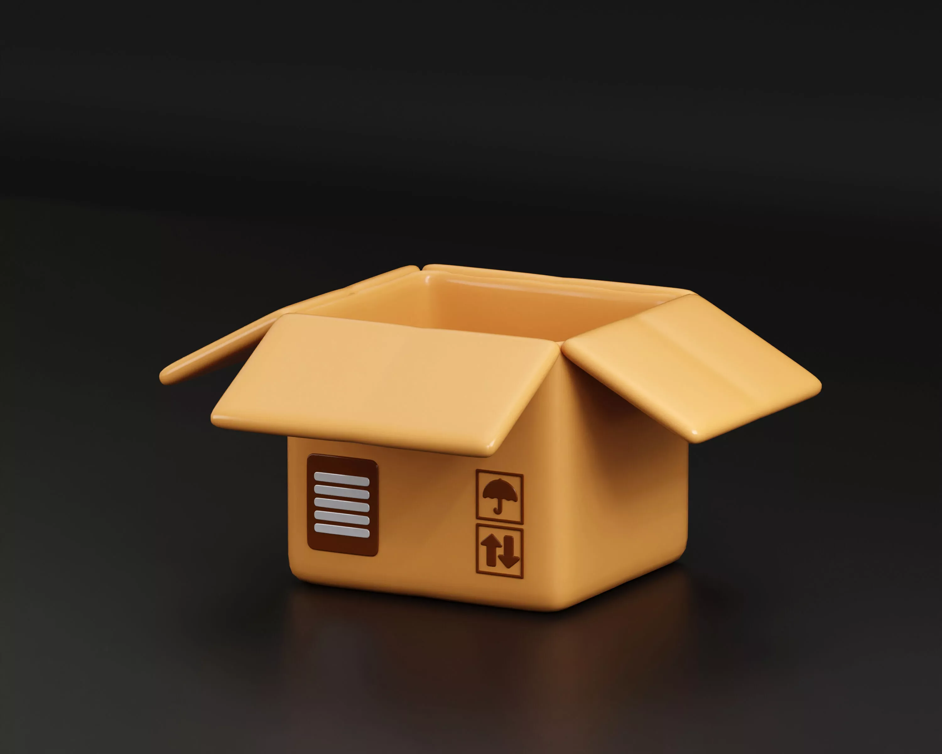 Cartoon Open Cardboard box Low-poly 3D model