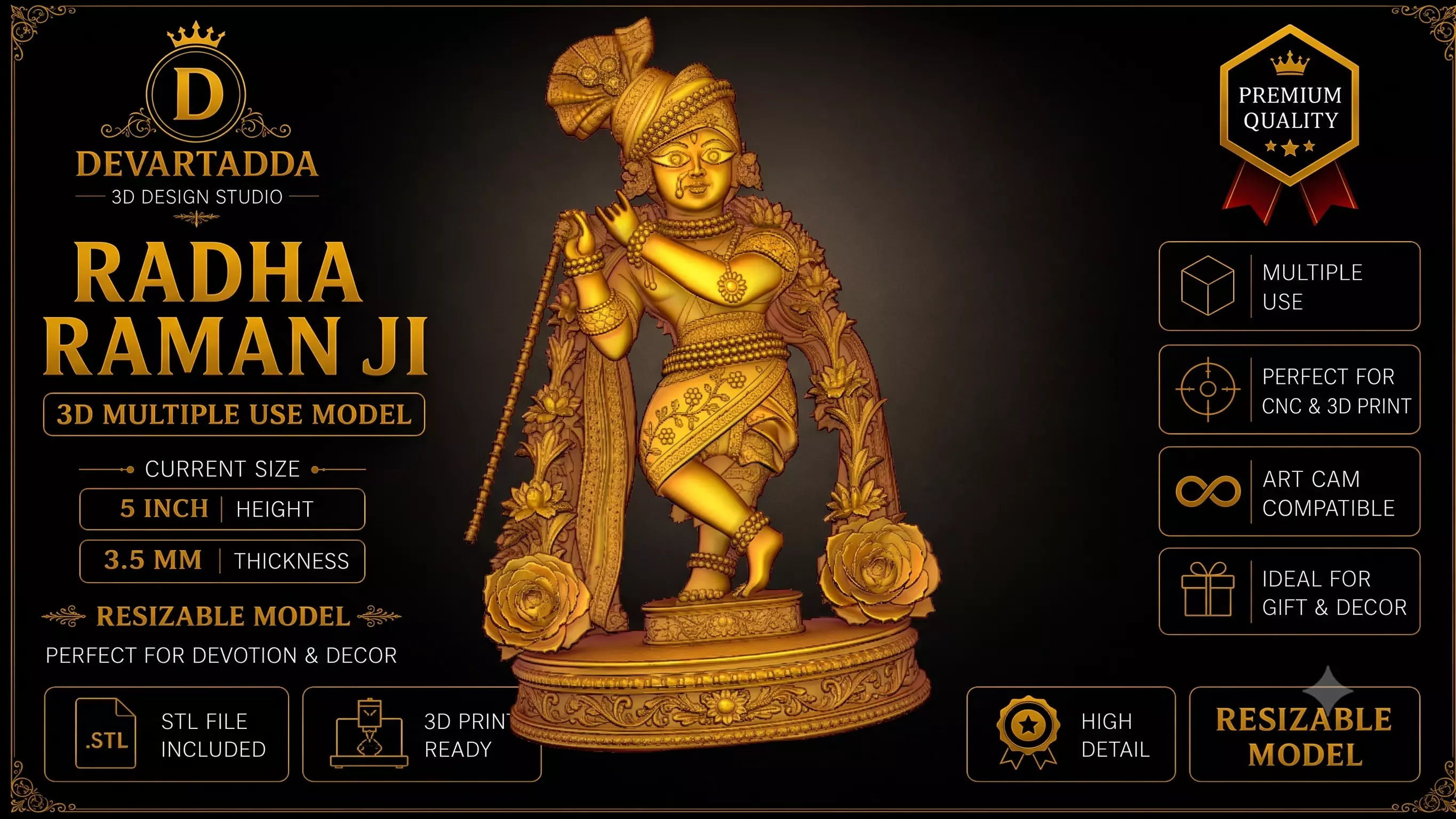 Radha Raman Multiple Use 3D Model 3D print model