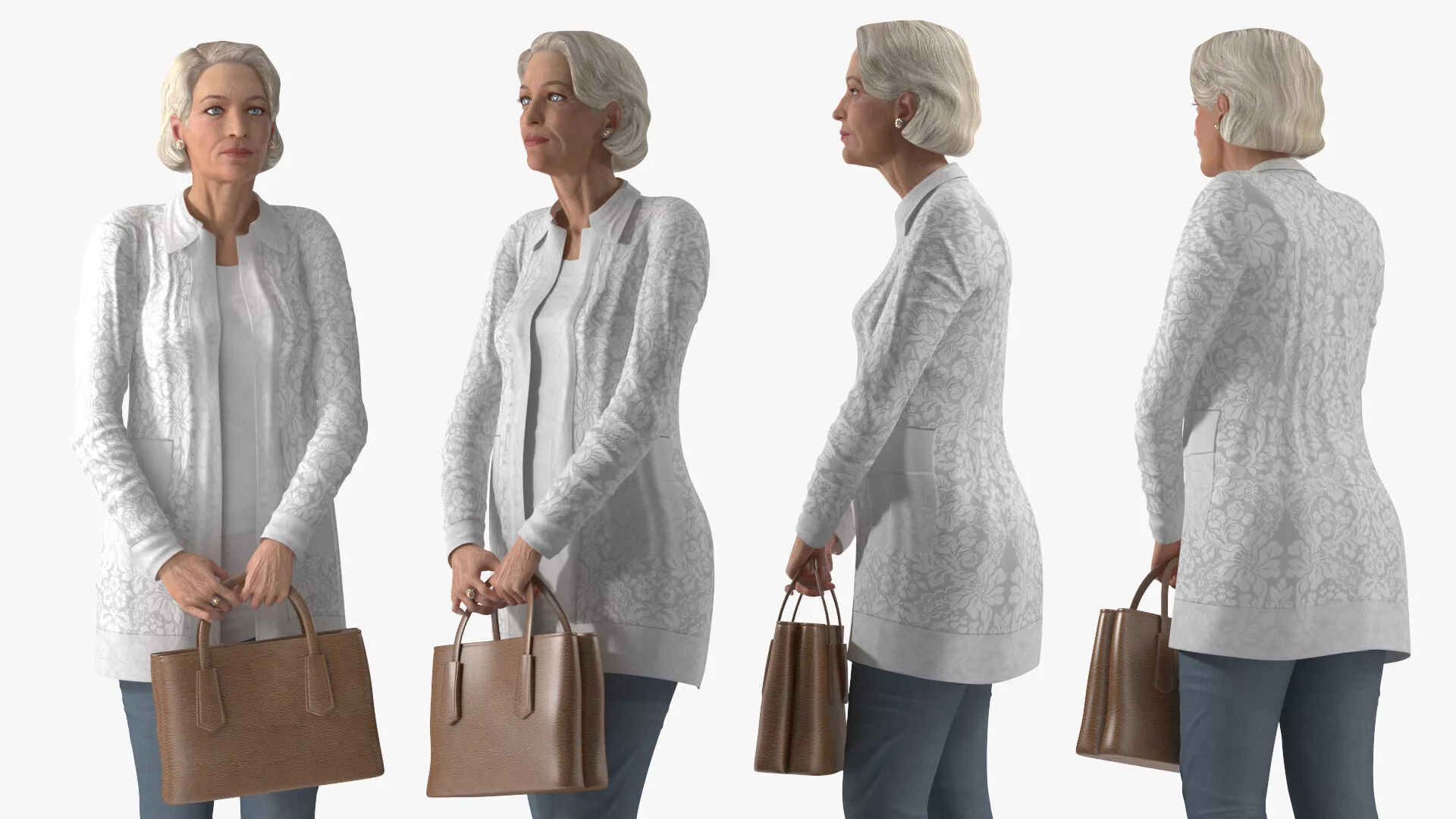 Elderly Woman with Handbag Rigged for Maya 3D model