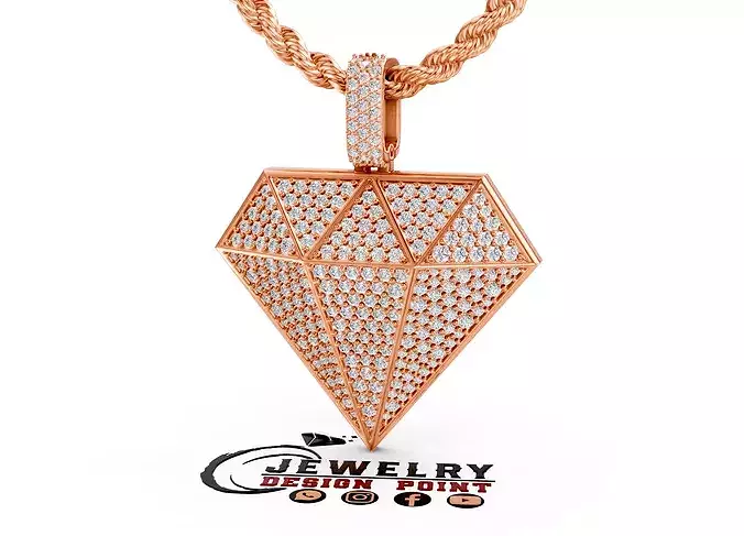Custom Diamond Shape Pendant - Iceout Diamond Necklace 