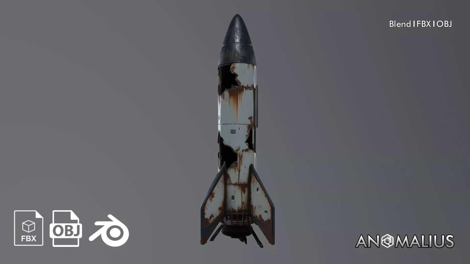 rusty rocket Free 3D model