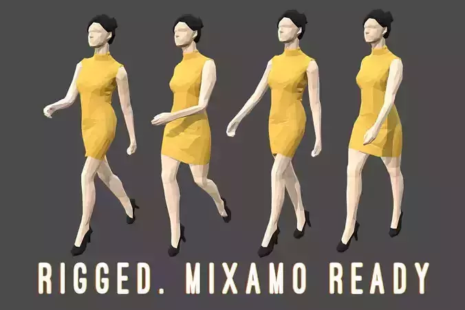 Rigged Lowpoly Woman 2 Low-poly 3D model