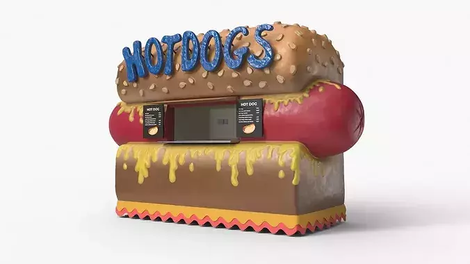 Cartoon Style Snack Kiosk Simplified 3D model