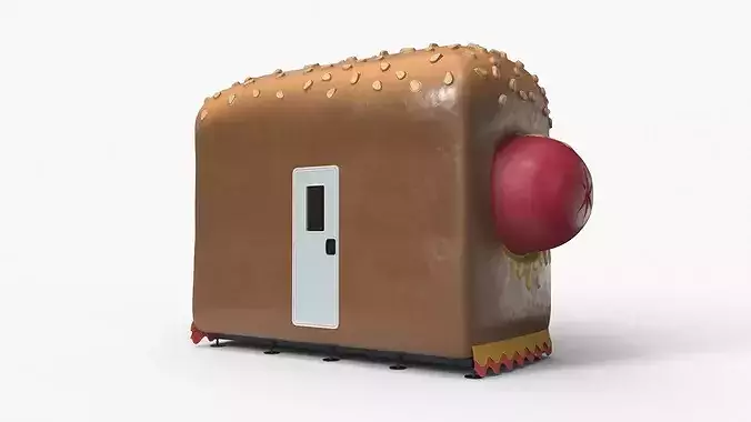 Cartoon Style Snack Kiosk Simplified 3D model 5