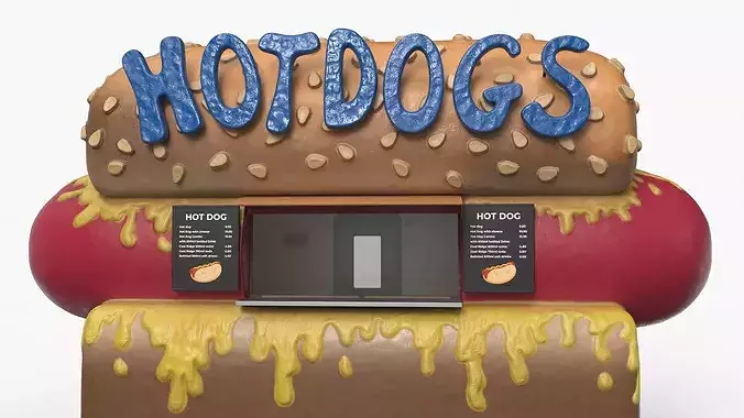 Cartoon Style Snack Kiosk Simplified 3D model 6
