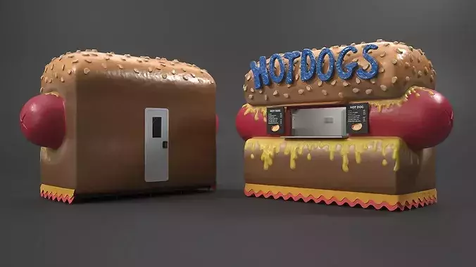 Cartoon Style Snack Kiosk Simplified 3D model 3