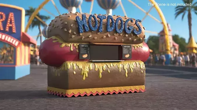 Cartoon Style Snack Kiosk Simplified 3D model 2