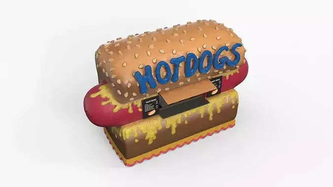 Cartoon Style Snack Kiosk Simplified 3D model 4
