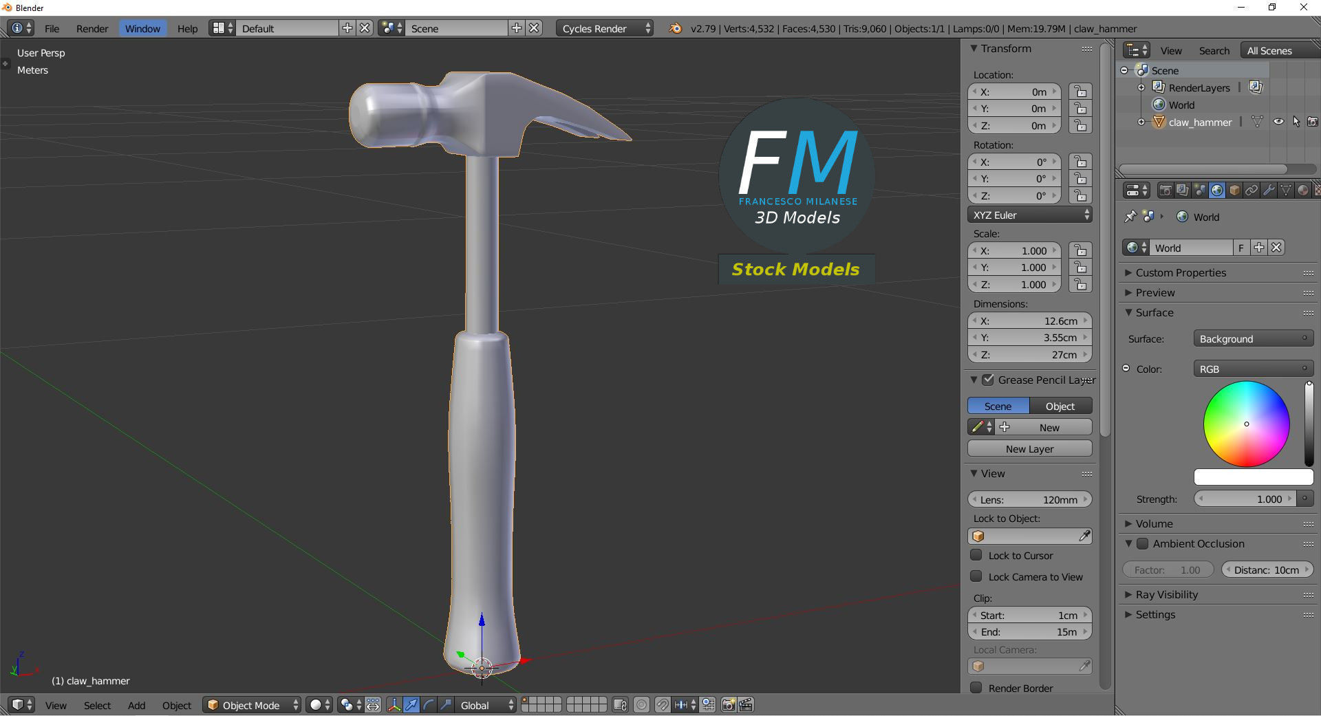Claw hammer 3D model_9