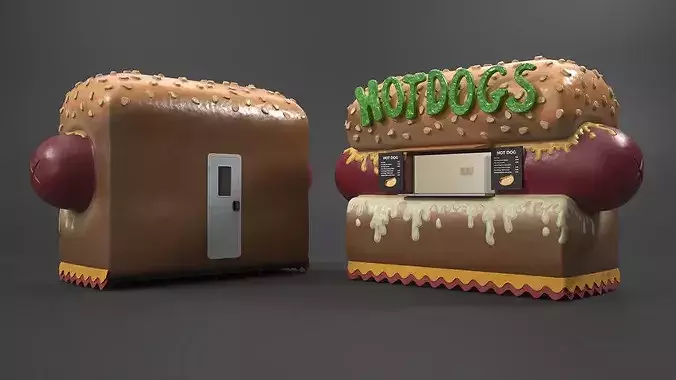 Themed Street Food Booth Simplified 3D model 4