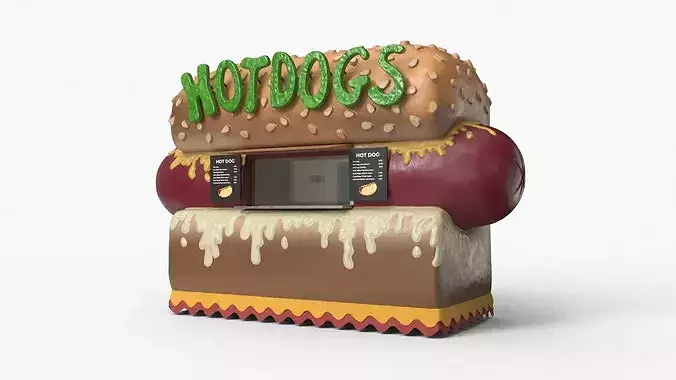 Themed Street Food Booth Simplified 3D model 2
