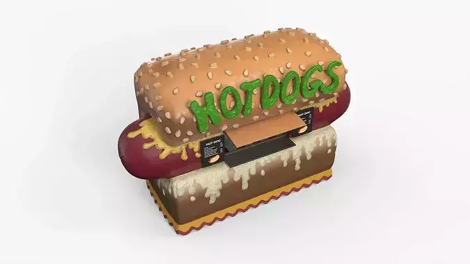 Themed Street Food Booth Simplified 3D model 5