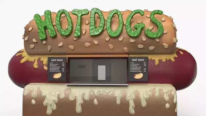 Themed Street Food Booth Simplified 3D model 7