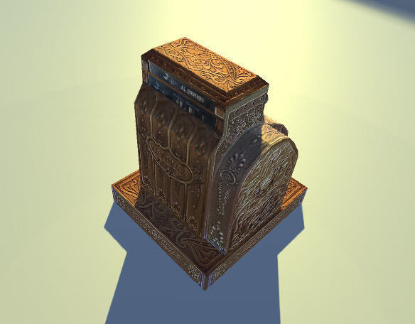Antique Cash Register 3D lowpoly model Low-poly 3D model_2