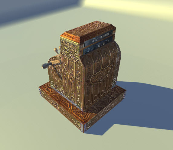 Antique Cash Register 3D lowpoly model Low-poly 3D model_1