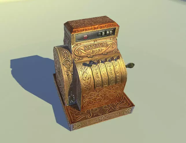 Antique Cash Register 3D lowpoly model Low-poly 3D model_0