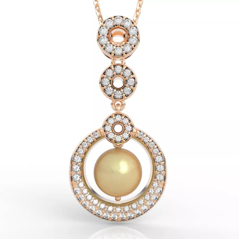Graduated Pave Circle Pearl Jewelry 3D print model