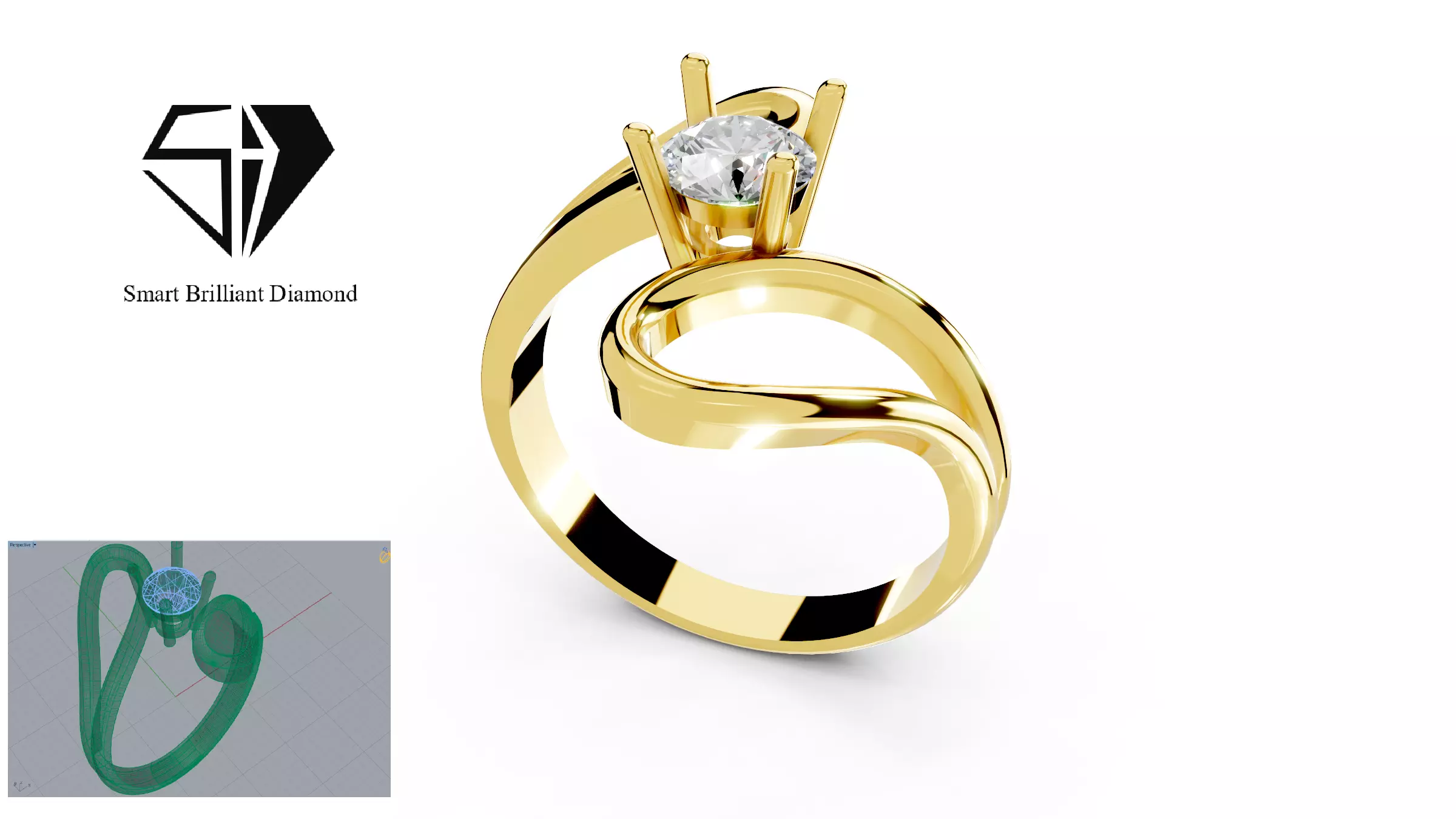 Infinity Solitaire Diamond Ring CAD Model sr0147 3D print model