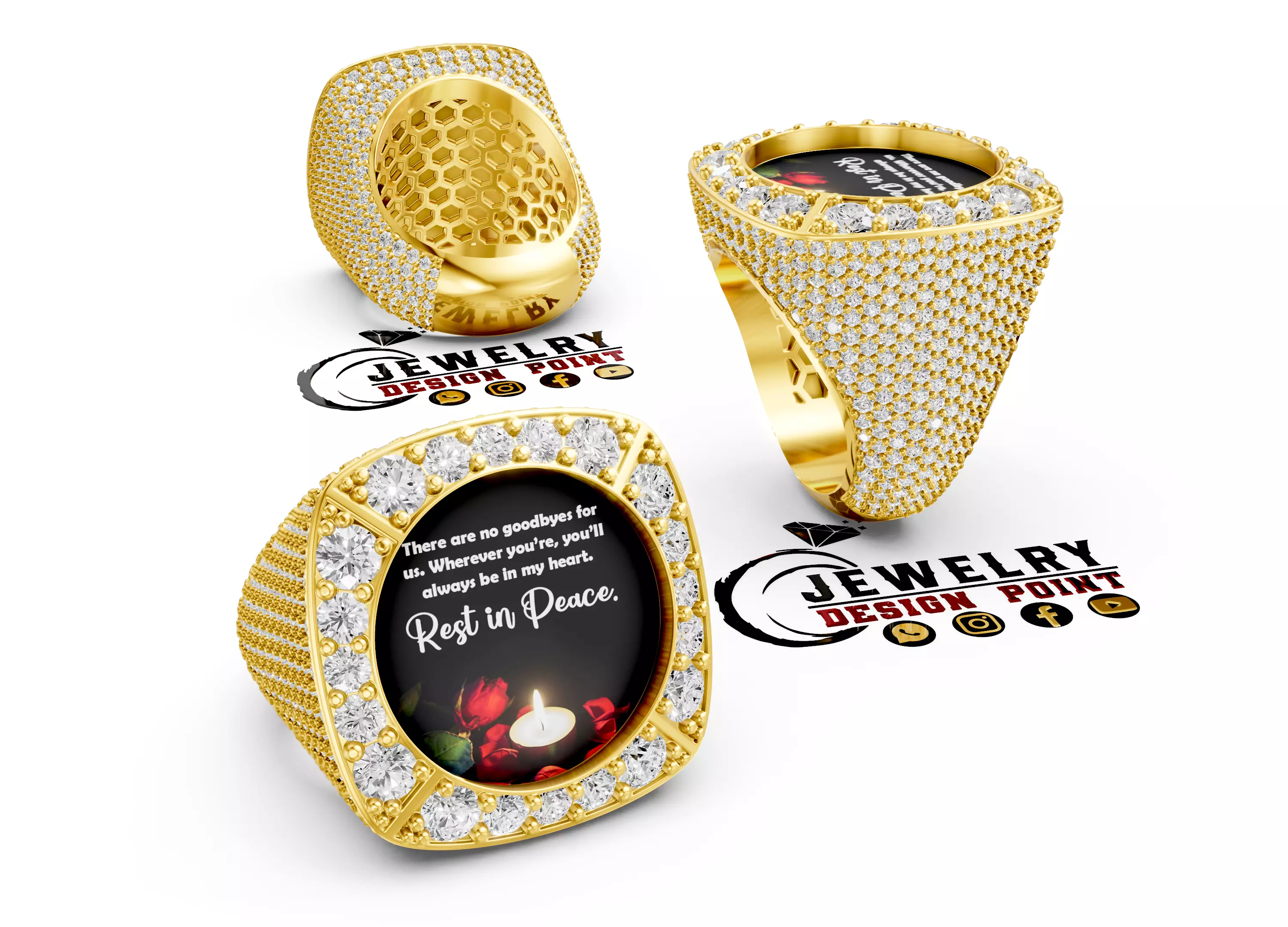 Custom Championship Memory Pictuer Ring - RIP ring 3D print model