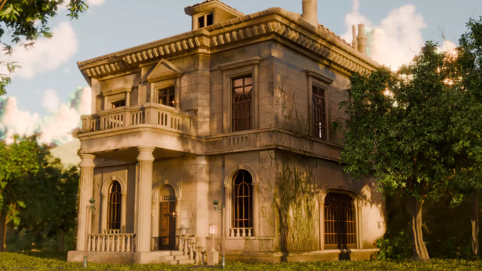 Historical European Villa Low-poly 3D model