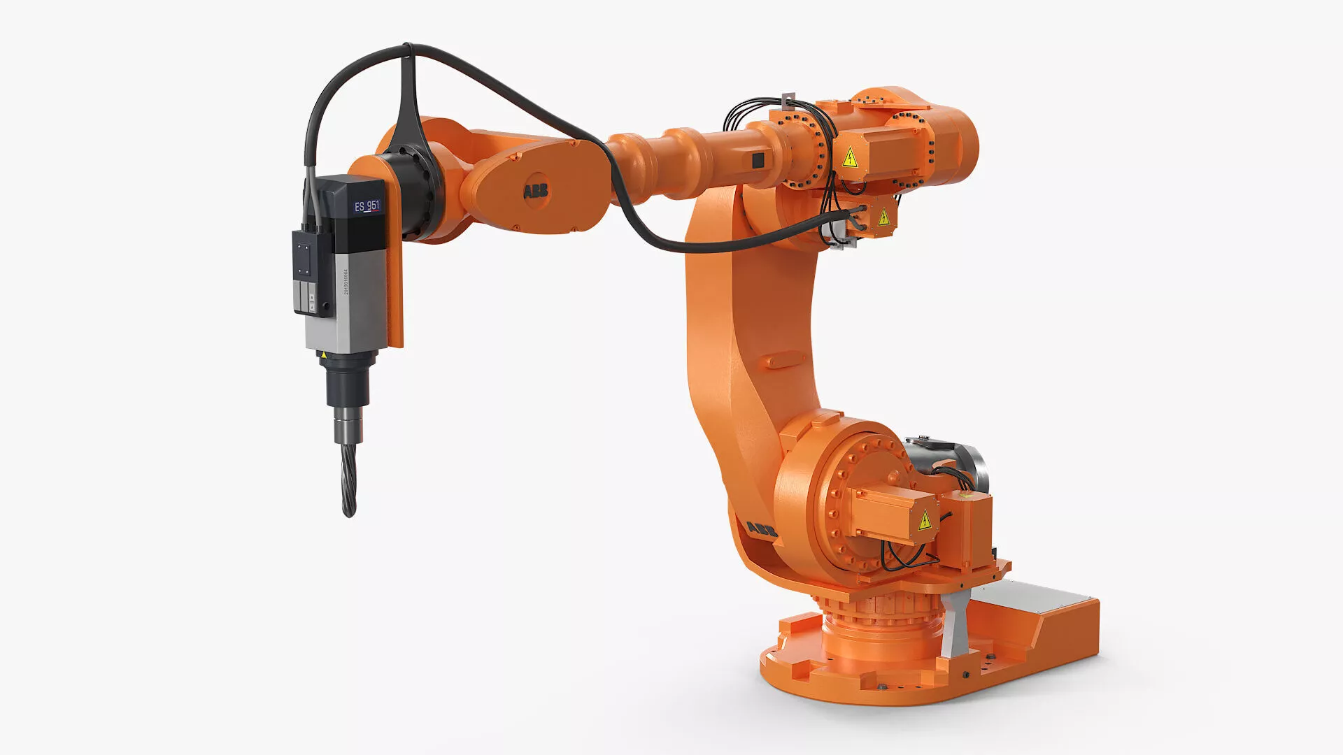 ABB 7600 Industrial Robot with Drilling Tool Orange Rigged Maya 3D model