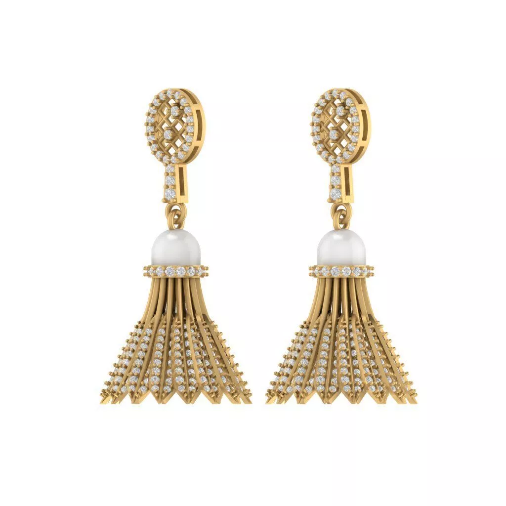 Luxury Diamond Tassel Drop Earrings STL 3DM Jewelry CAD Model 3D print model