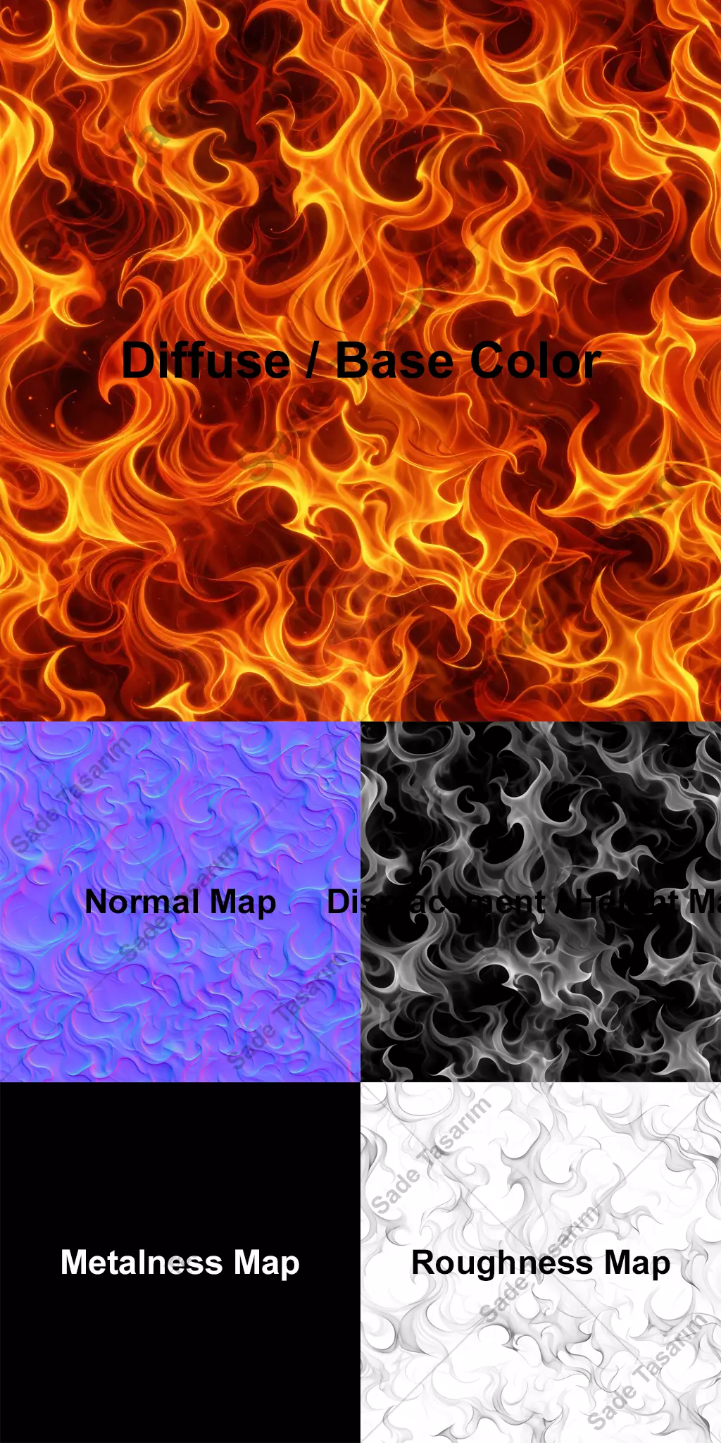 Stylized Fire PBR Texture Set 4K And 1K Texture