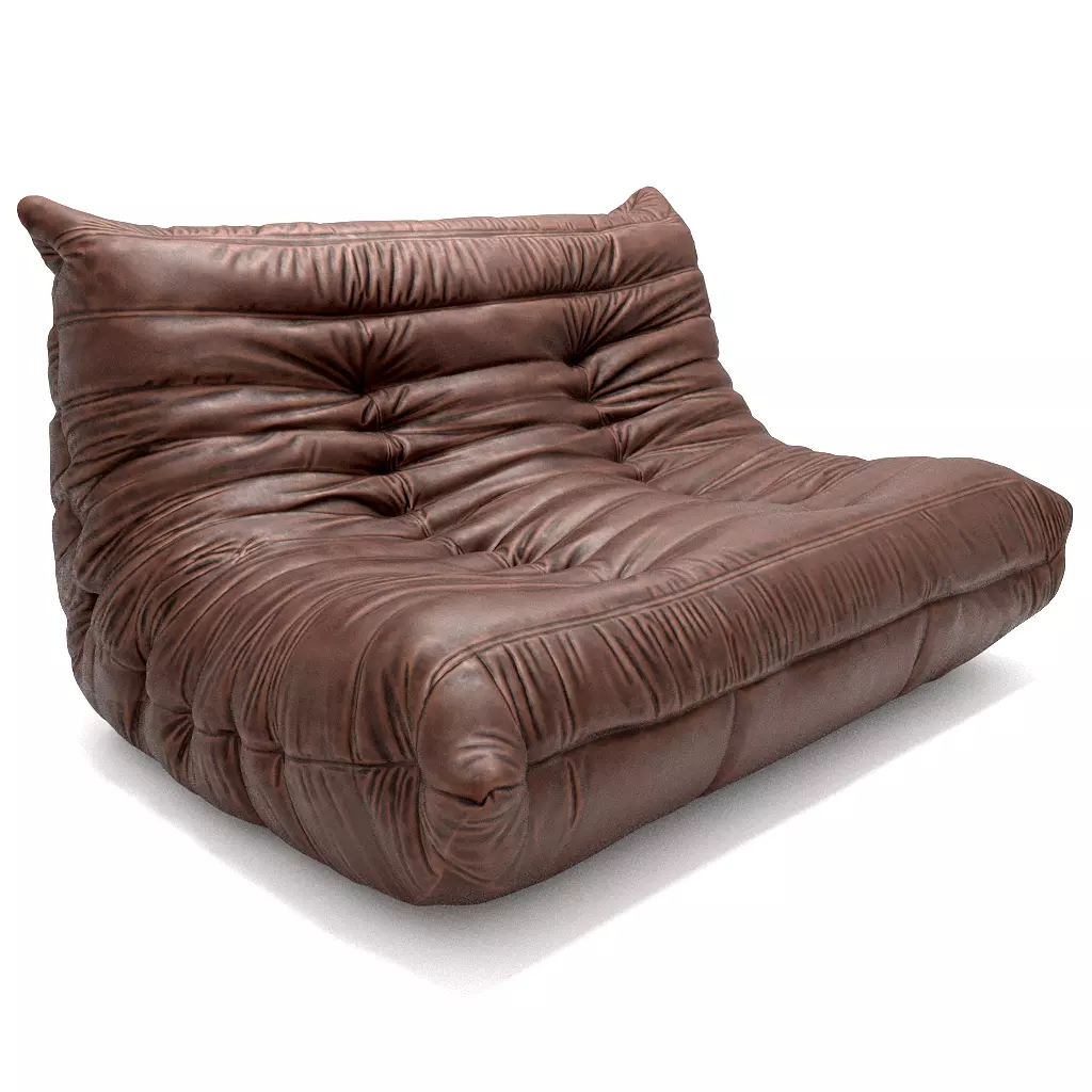 French Leather Lounge Chair Low-poly 3D model