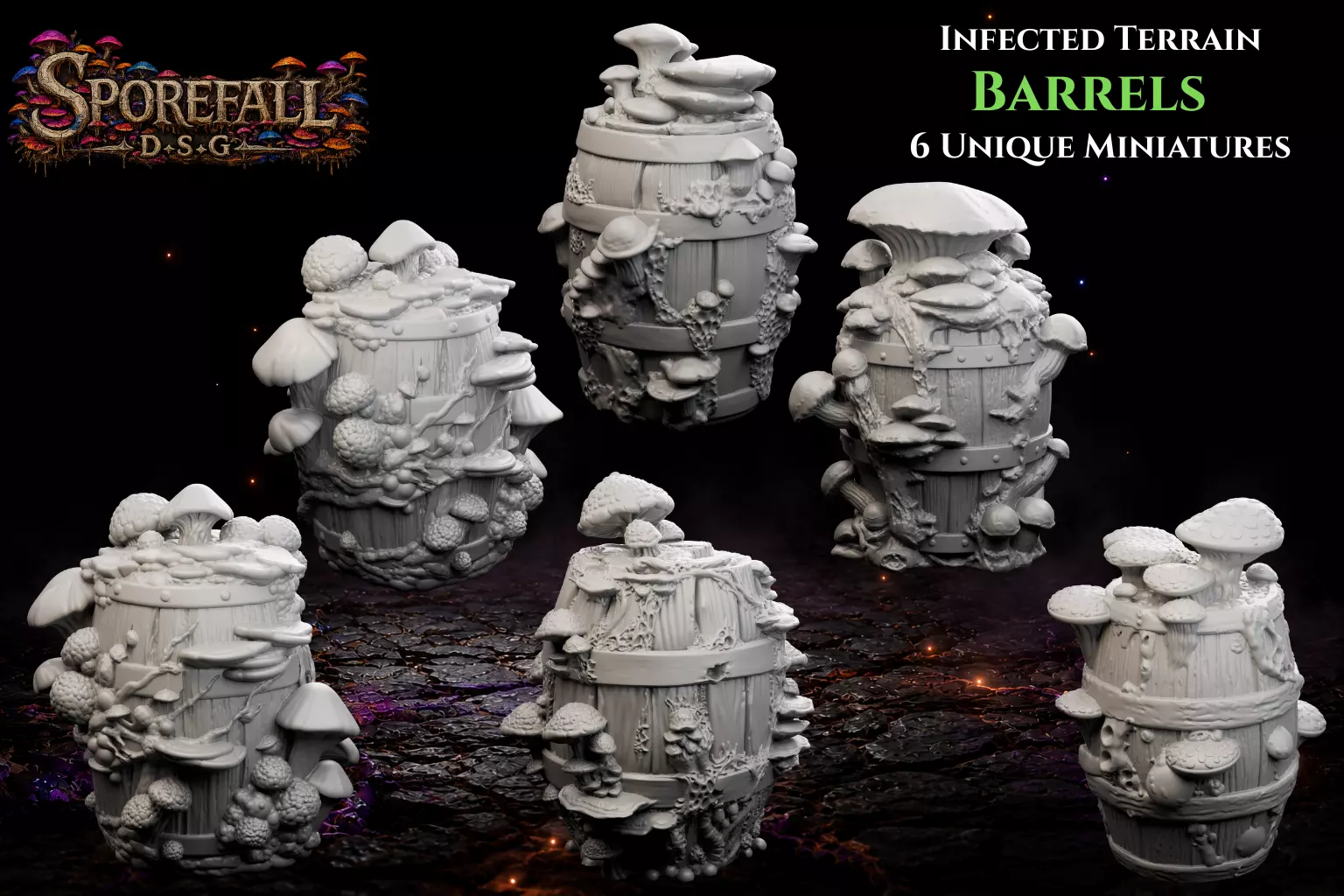 Infected Terrain - Barrels Pack 3D print model